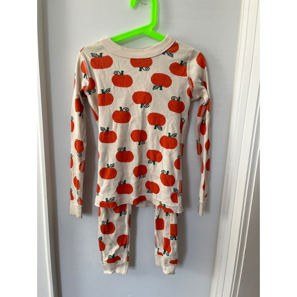 Hanna Andersson Kids Pumpkin Organic Cotton Pajama Set Orange Cream 6-7 120cm